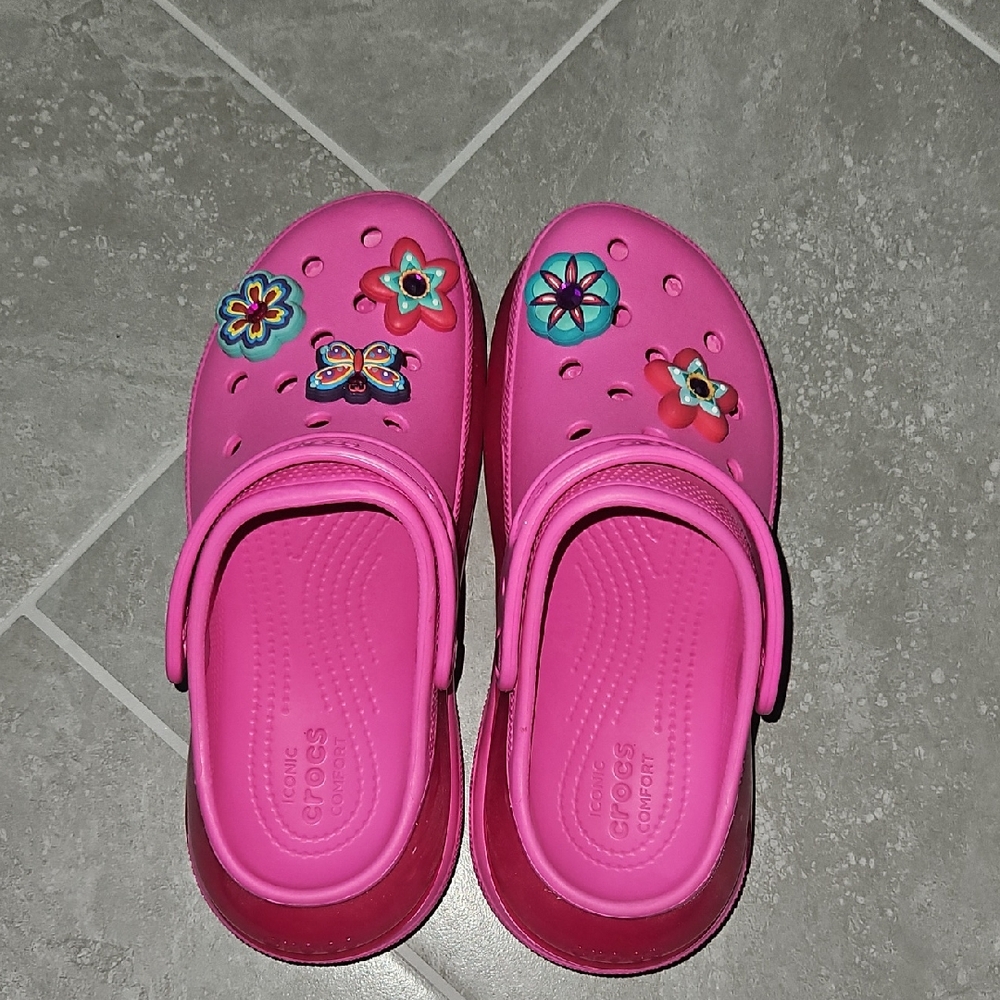 CROCS Pink Water Shoes with Rotating Heel Strap